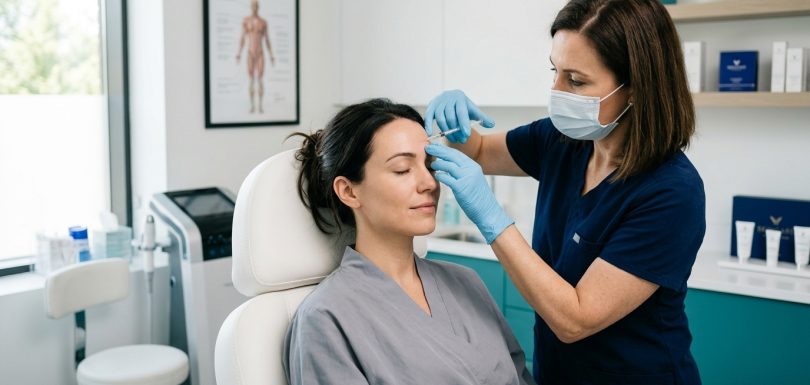 Botox injection on the forehead by a dermatologist at Clinica Medical Center Ajman
